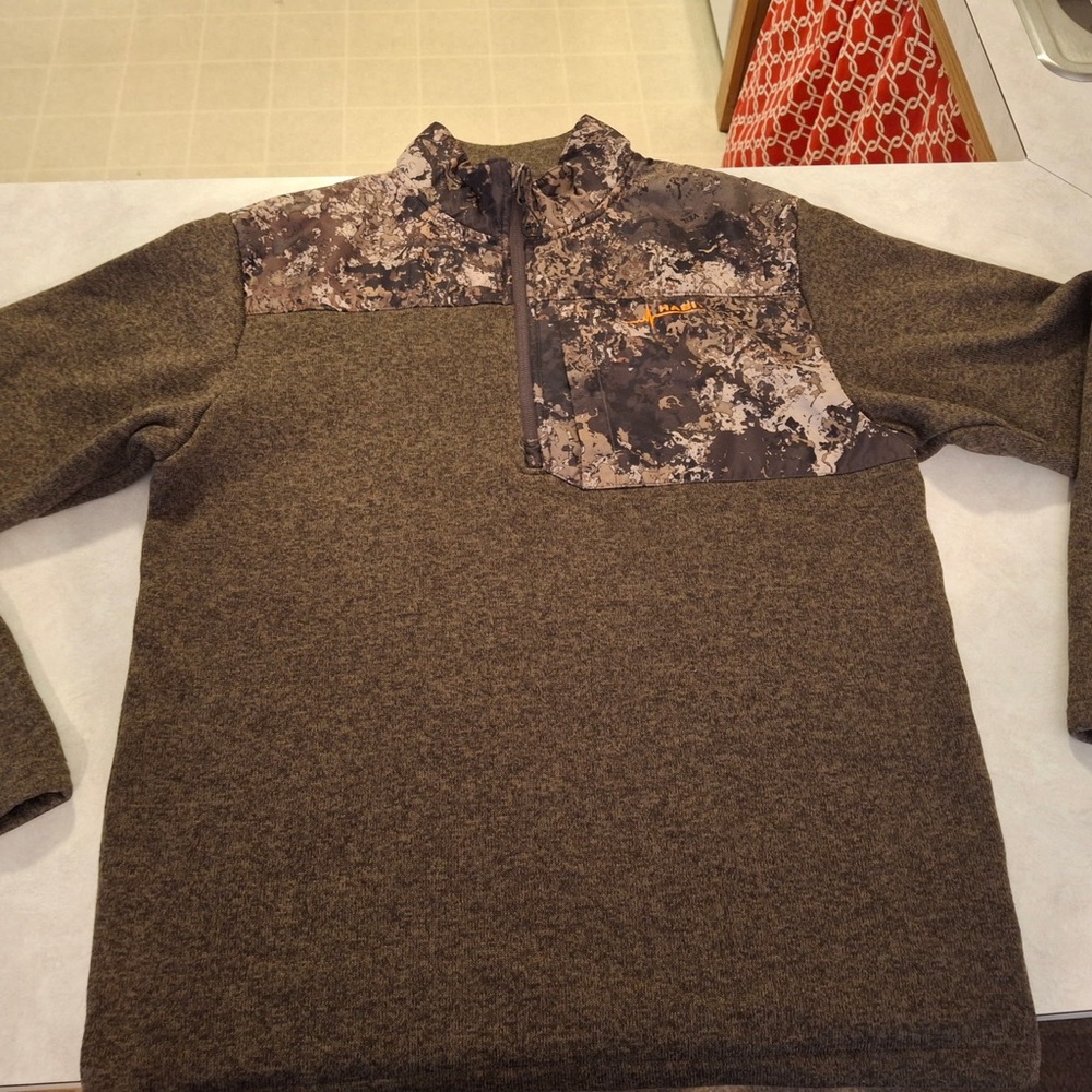 Habit Men's Brown Camouflage Zip-Up Sweater SZ L